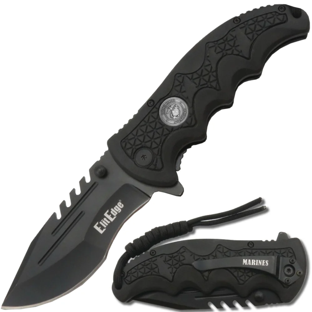ElitEdge Marines Stainless Steel Pocket Knife 3.5" w/ Paracord