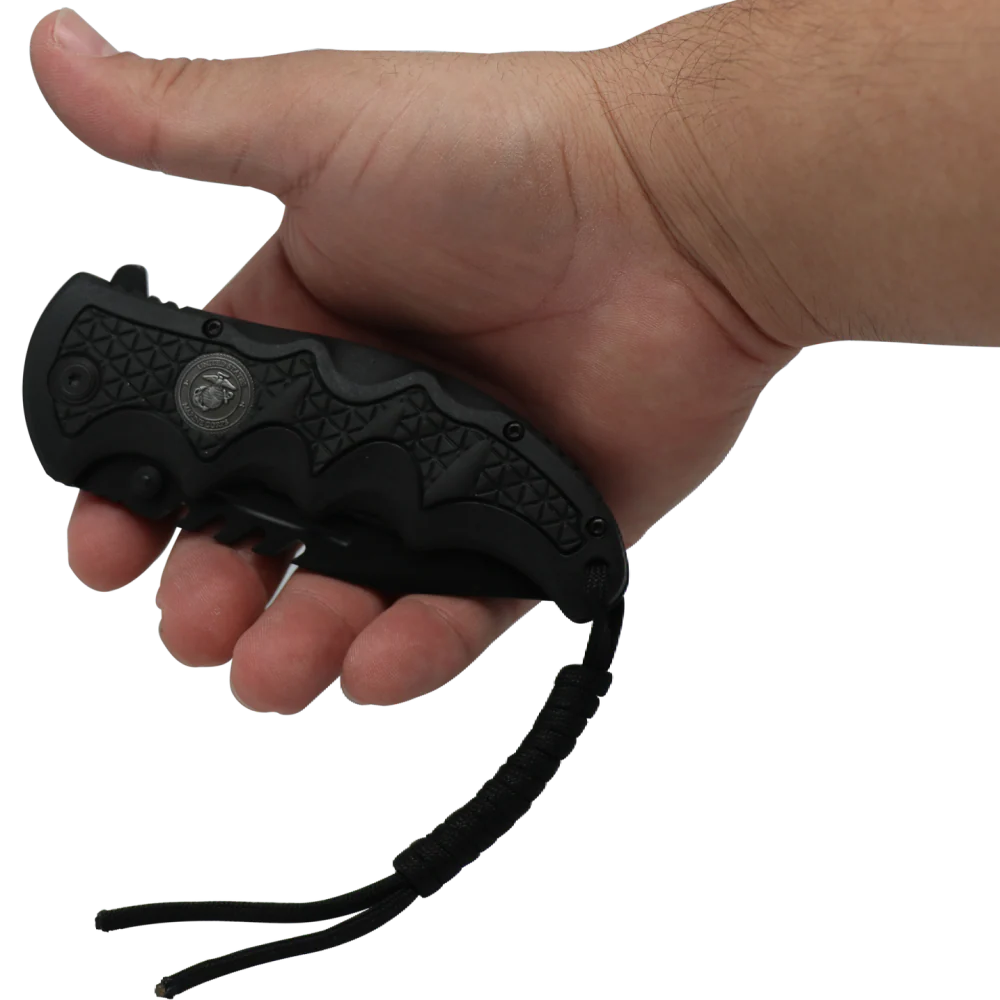 ElitEdge Marines Stainless Steel Pocket Knife 3.5" w/ Paracord - Image 3