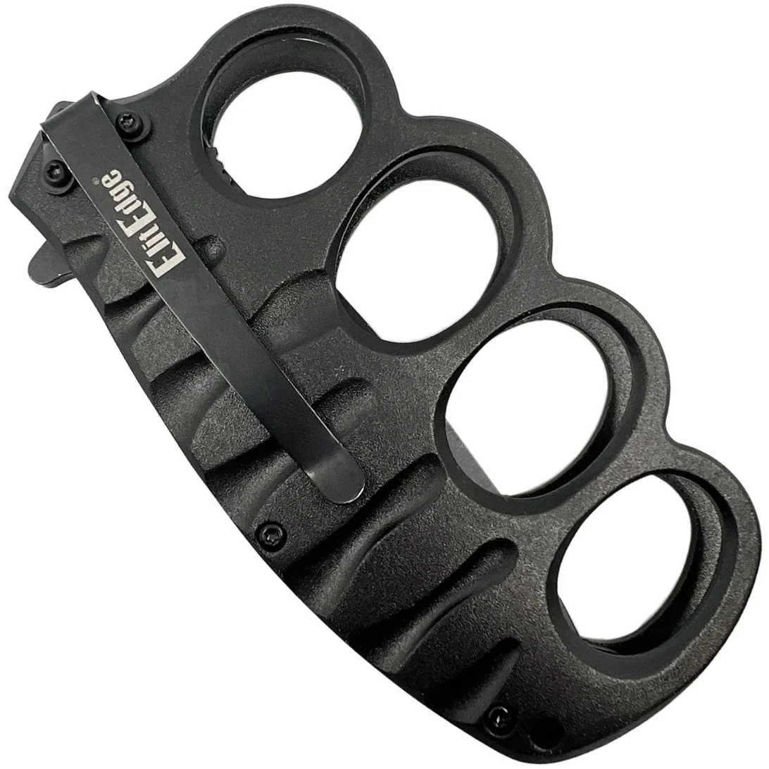 ElitEdge Knuckle Duster Stainless Steel Trench Knife 3.5" w/ Pocket Clip - Image 4