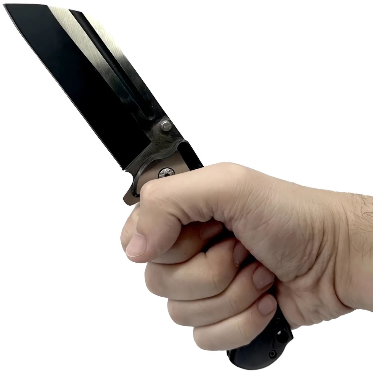 ElitEdge Spring Assisted Stainless Steel Cleaver Blade Pocket Knife 3.75" - Image 2