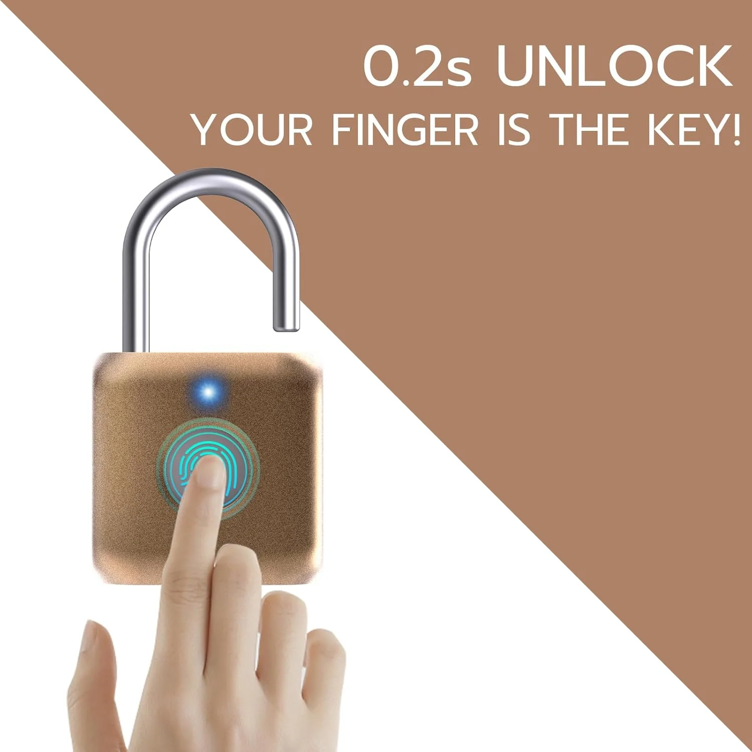 GorillaLock Mini Travel Waterproof Keyless Biometric Fingerprint Padlock - Image 5