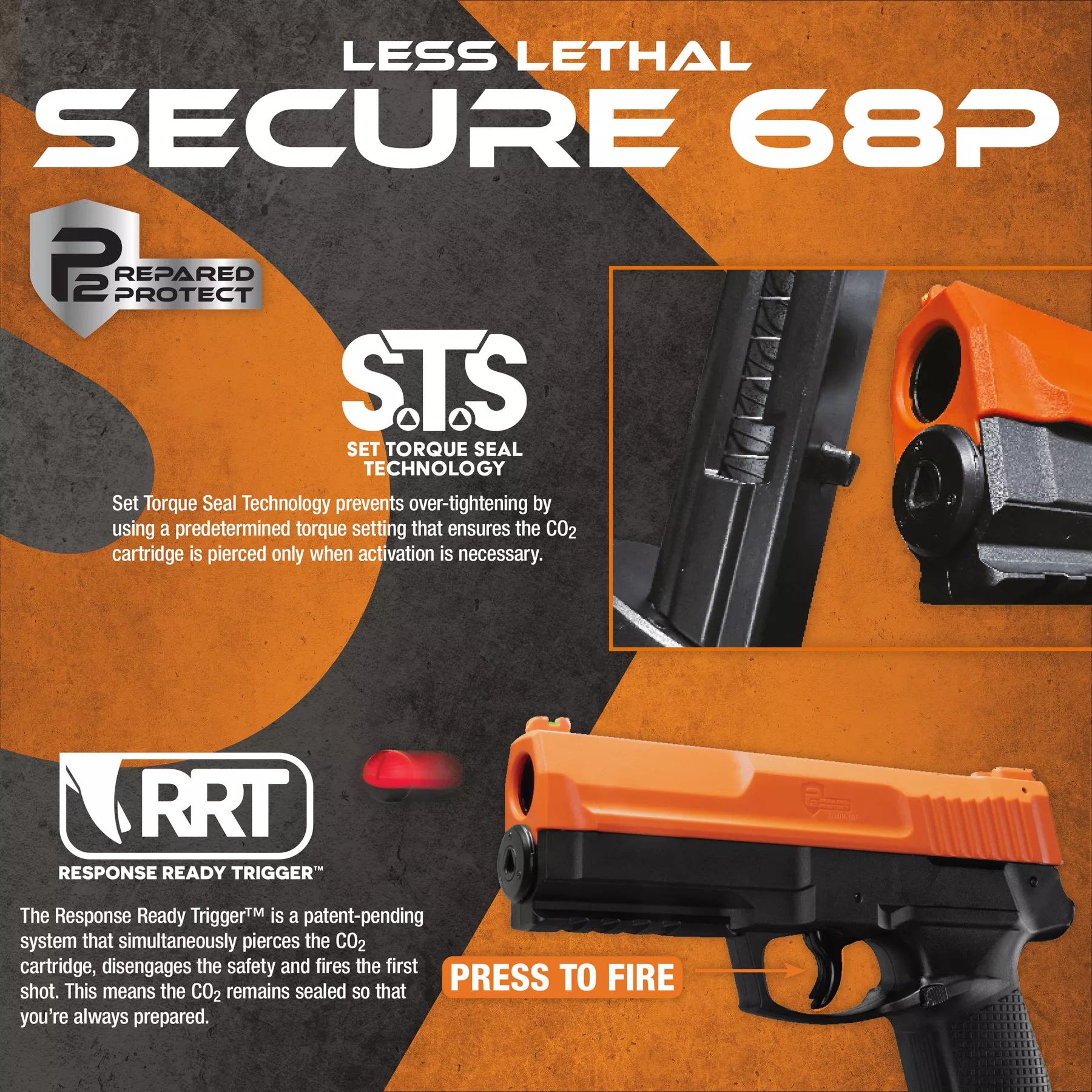 Prepared 2 Protect Secure 68P Self-Defense Projectile Launcher Kit (Non-Pepper) - Image 4