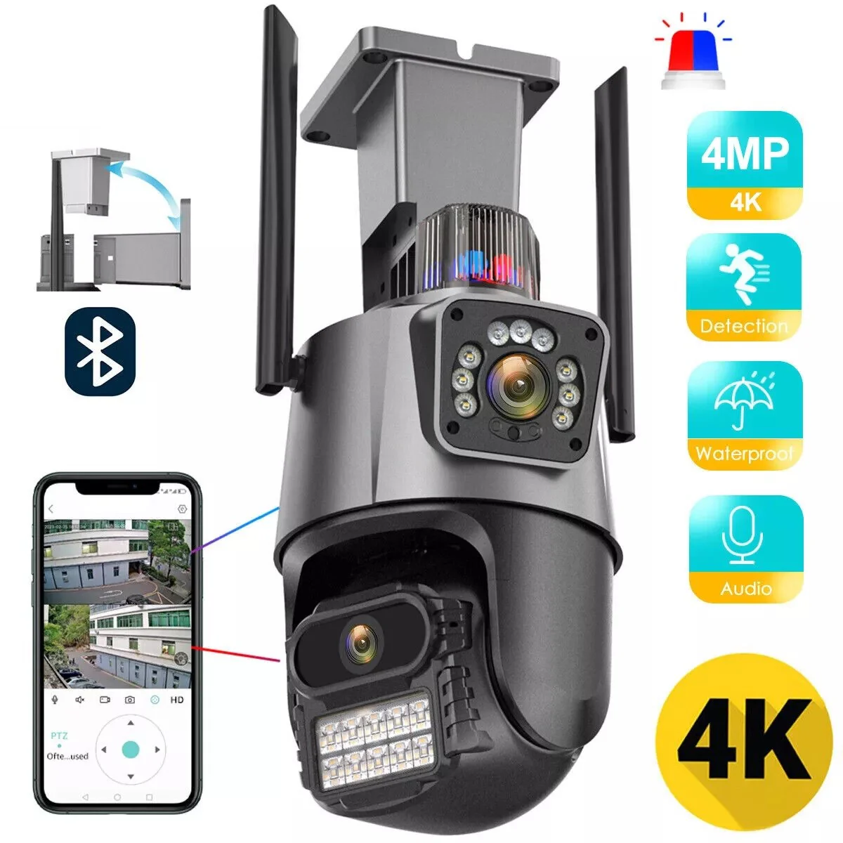SpyWfi Dual Lens PTZ Tracking Night Vision Security Camera 4K UHD WiFi - Image 2