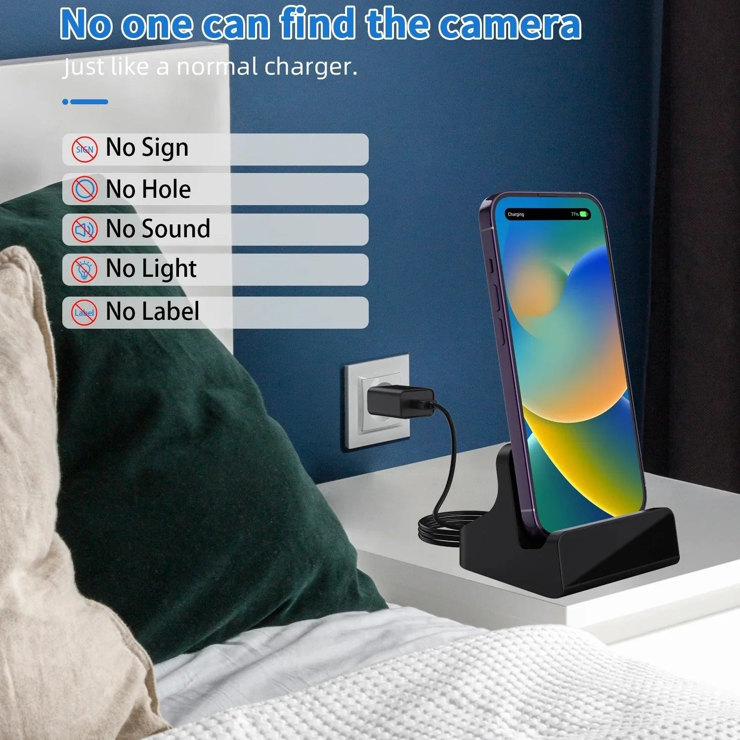 SpyWfi USB-C iPhone Charger Hidden Motion Detection Night Vision Spy Camera 2K HD WiFi - Image 7