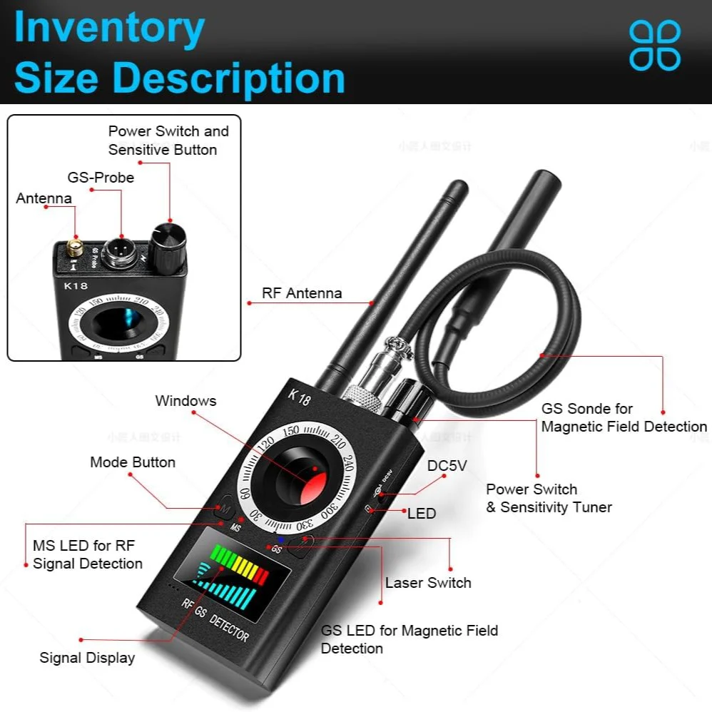 SpyWfi Rechargeable Hidden Camera & Wireless Signal Bug Detector - Image 7
