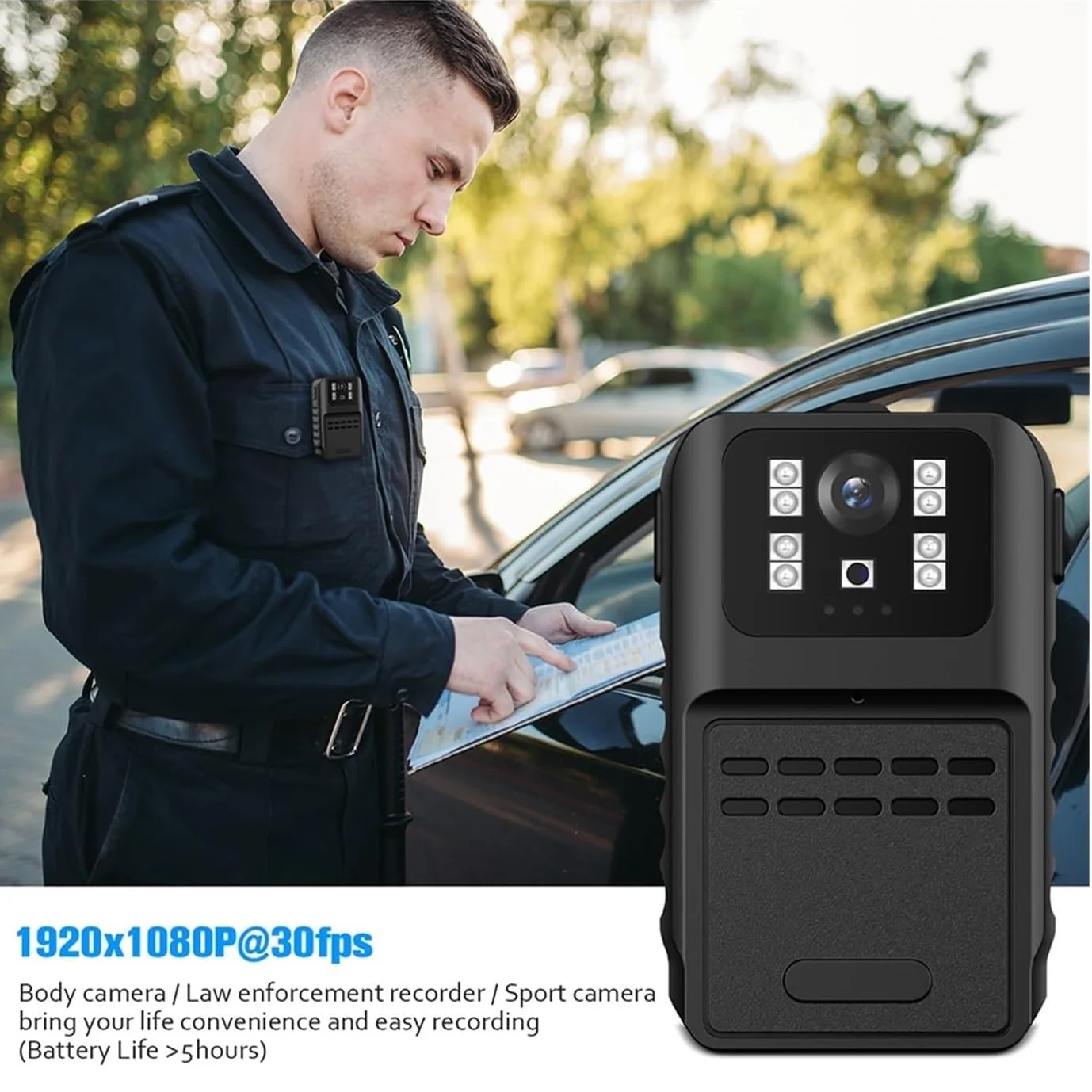 SpyWfi Rechargeable Night Vision Police Body Camera 1080p HD WiFi - Image 3