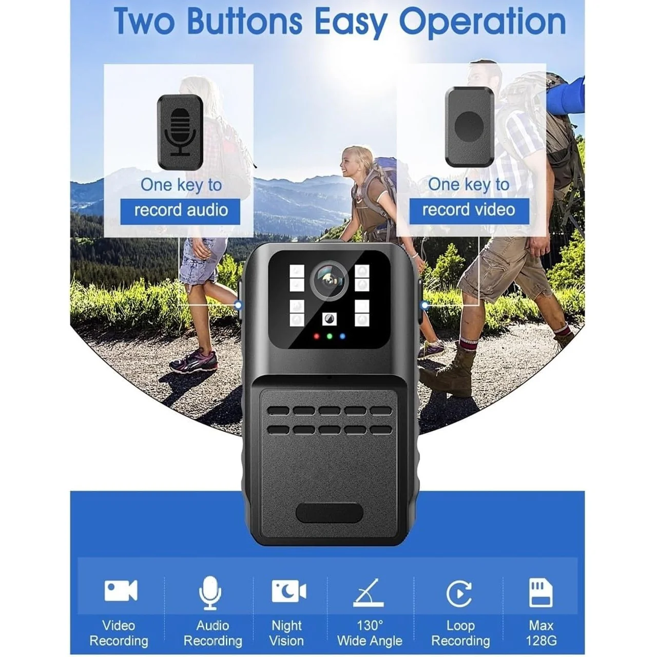 SpyWfi Rechargeable Night Vision Police Body Camera 1080p HD WiFi - Image 6