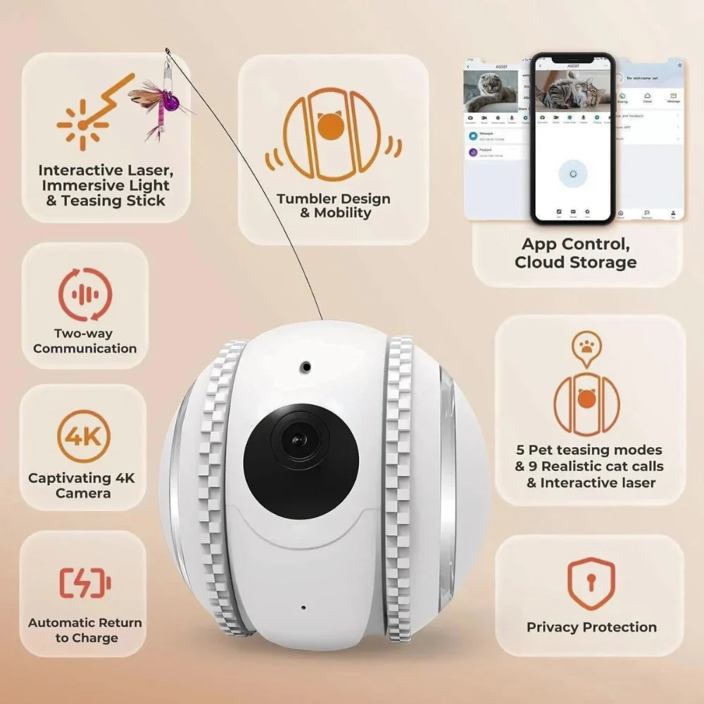 SpyWfi Rolling Petpal Robot Night Vision Security Camera 4K UHD WiFi - Image 6